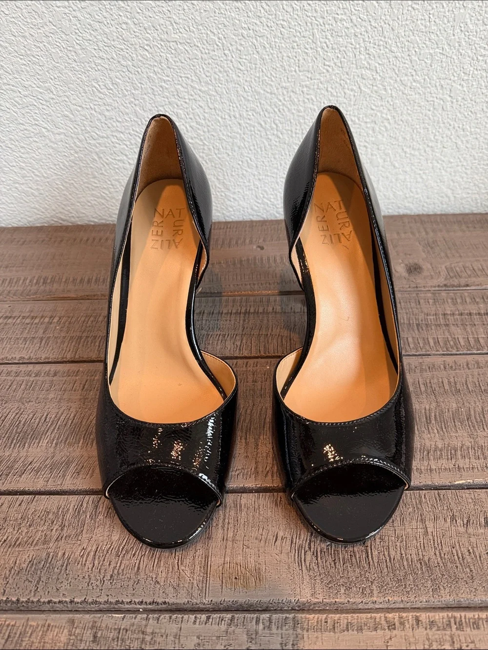 Naturalizer Black Patent Peep-Toe Heels New